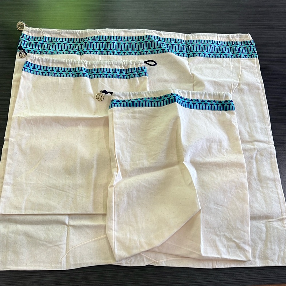 Set of 3 Tory Burch drawstring dust bags
